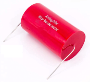 Condensateur de filtrage audio MKP en film Polypropylène métallisé haute qualité. Particulièrement adapté à l’audio haut de gamme