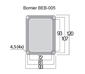 Bornier d'enceinte rectangulaire à encastrer contacts dorés double branchement pour bi-amplification-dimensions