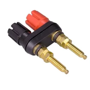 Bornier enceinte, embase longue double fiche banane pour câble 2,5 à 4 mm²