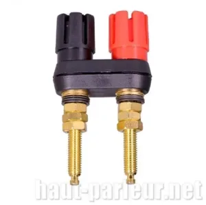 Bornier enceinte, embase longue double fiche banane pour câble 2,5 à 4 mm²