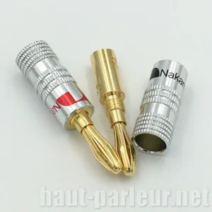 Paire de fiches bananes dorés pour câble 4 mm²