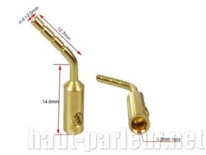 Paire d'embouts de câbles dorées à visser dimensions