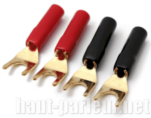 Deux Paires de cosses fourche dorées à sertir cable 4mm²