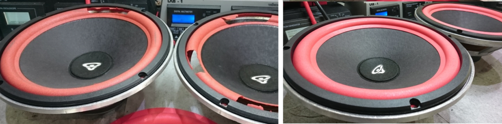 Haut-parleurs Cerwin Vega avant et rénovation à l'atelier.png