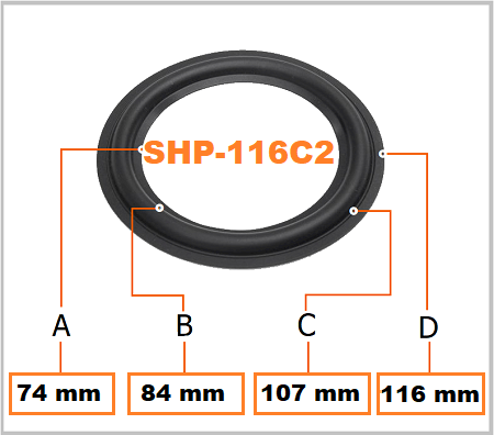 SHP-116C2 suspension haut-parleur BHP Audio foam rubber surround edge